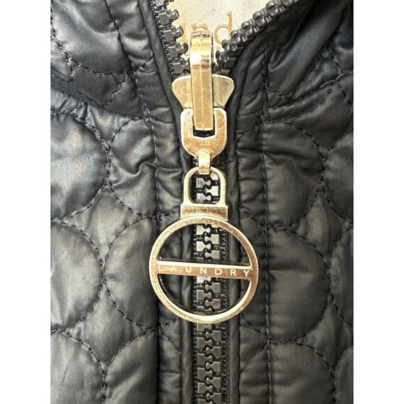 Laundry by Shelli Segal Ws Small Jacket Navy Lightweight Full Zip Quilted Hooded - Picture 5 of 14